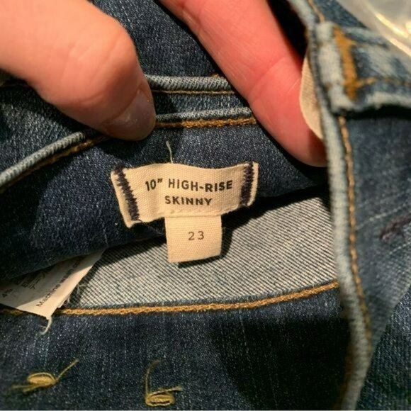 madewell womens size 23 button fly cropped raw hem mom denim skinny jeans - Picture 6 of 12